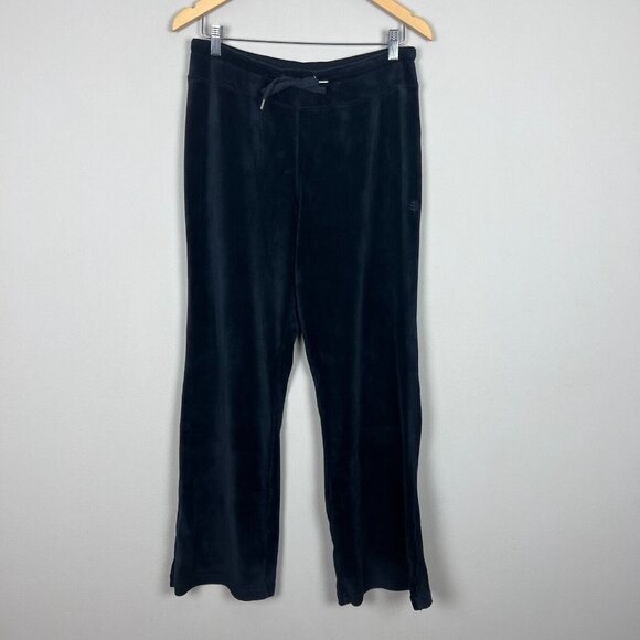 Coolibar Beach Velour Pants Women Small Black Pull On Drawstring UPF 50 Wide Leg - Picture 1 of 13